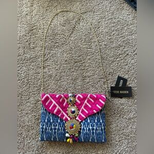 NWT Steve Madden ZADA Multicolor Geometric Clutch with Removable Gold Strap